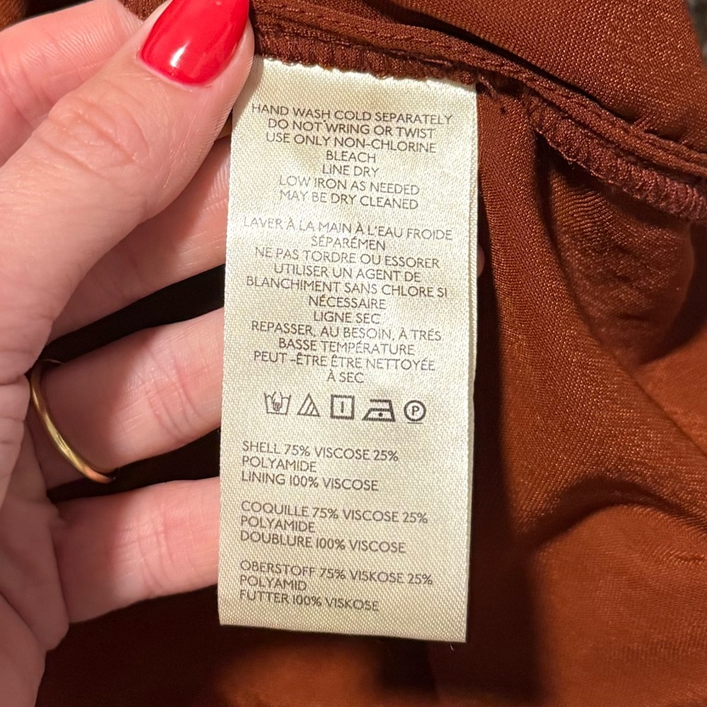 Anthropologie Pilcro Hadley Relaxed Velvet Button-Down Top Burnt Orange, size M - Picture 8 of 9